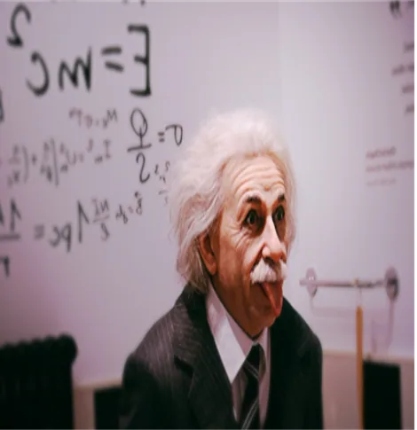 Retrato de Albert Einstein en un aula